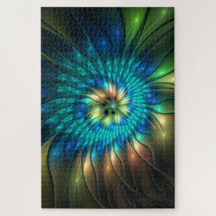 Puzzle Fleur de fantaisie lumineuse, fractale abstraite c