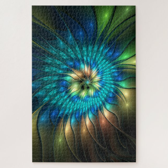 Puzzle Fleur de fantaisie lumineuse, fractale abstraite c (Vertical)