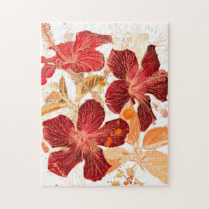 Puzzle Fleur de ketmie - peinture 2 d'aquarelle