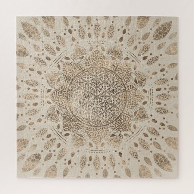 Puzzle Fleur de la vie à Lotus Dot Art pastel golds (Vertical)