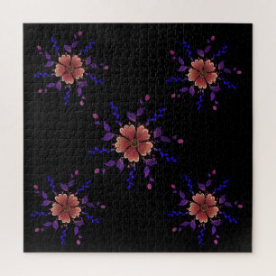 Puzzle Fleur de l'art populaire en cuivre et violet capri