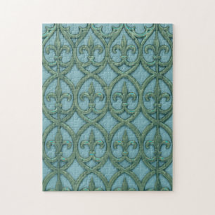 Puzzle Fleur de lis Bleu Et Vert