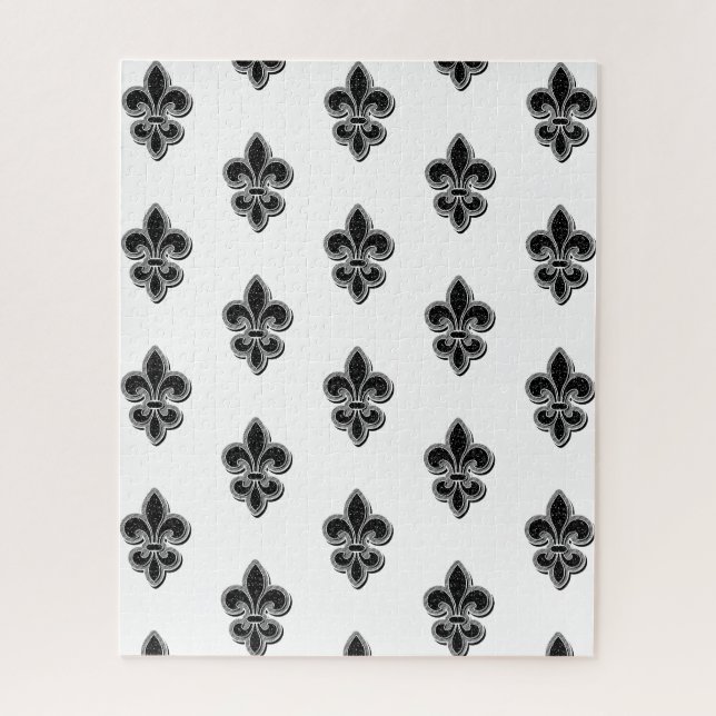 Puzzle Fleur de Lis noir et blanc (Vertical)