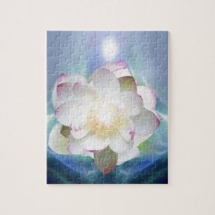 Puzzle Fleur de lotus blanc en cristal bleu