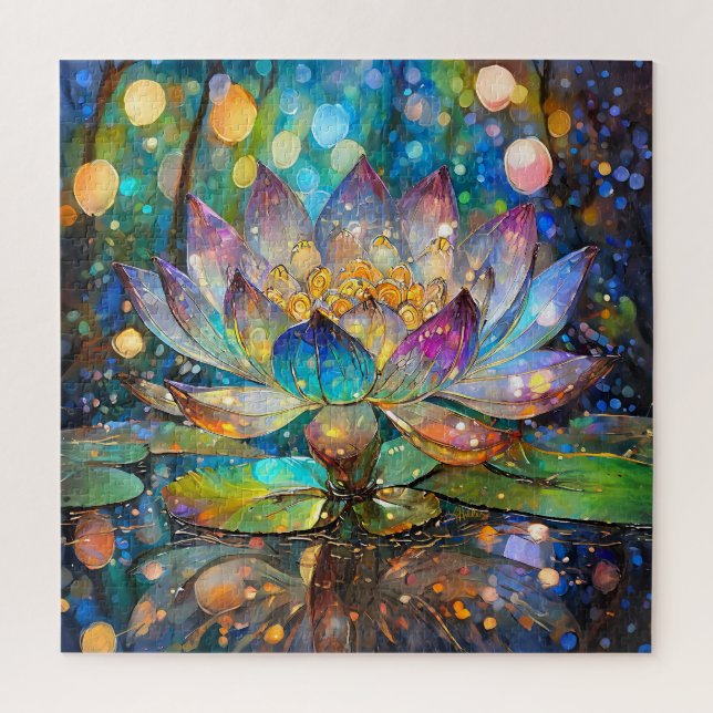 Puzzle Fleur de lotus en fleurs illuminée (Vertical)