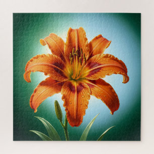 Puzzle Fleur de lys orange vibrant en fleurs