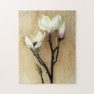 Puzzle Fleur de Magnolia sur Parchemin Photographie moder