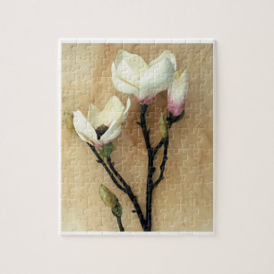 Puzzle Fleur de Magnolia sur Parchemin Photographie moder