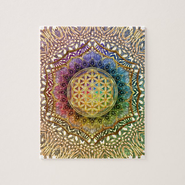 Puzzle Fleur de mandala de méditation de yoga de Lotus OM (Vertical)