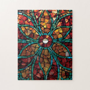 Puzzle "fleur de mosaïque en verre souillé