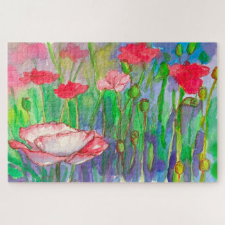 Puzzle Fleur de pavot orientale Jardin aquarelle peinture