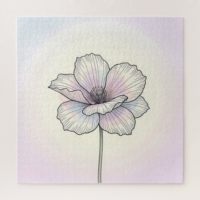 Puzzle Fleur de pavot pastel délicate (Vertical)