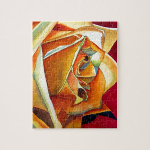 Puzzle Fleur de Rose jaune aquarelle originale d'Art