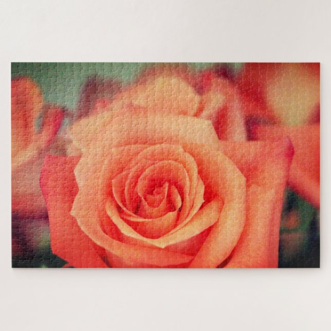 Puzzle Fleur de rose orange (Horizontal)