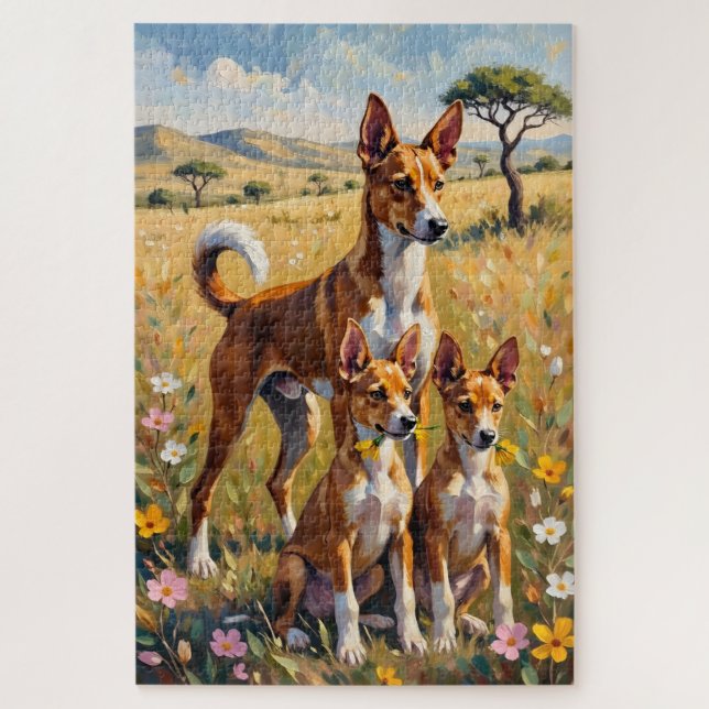 Puzzle Fleur de savane Basenji Art (Vertical)