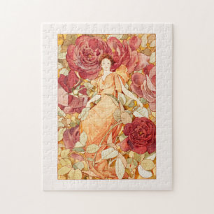 Puzzle Fleur de style Art nouveau Fée aux Roses rouges e
