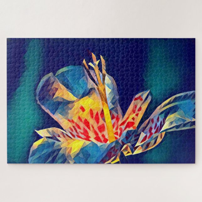Puzzle Fleur de Tigre en Bleu (Horizontal)