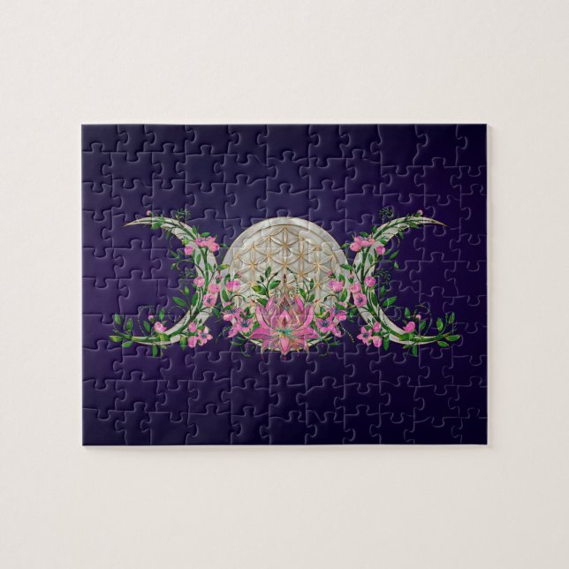 Puzzle Fleur de vie Triple Lune Lotus (Horizontal)