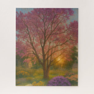 Puzzle Fleur d'or - Peinture de jardin couché de soleil
