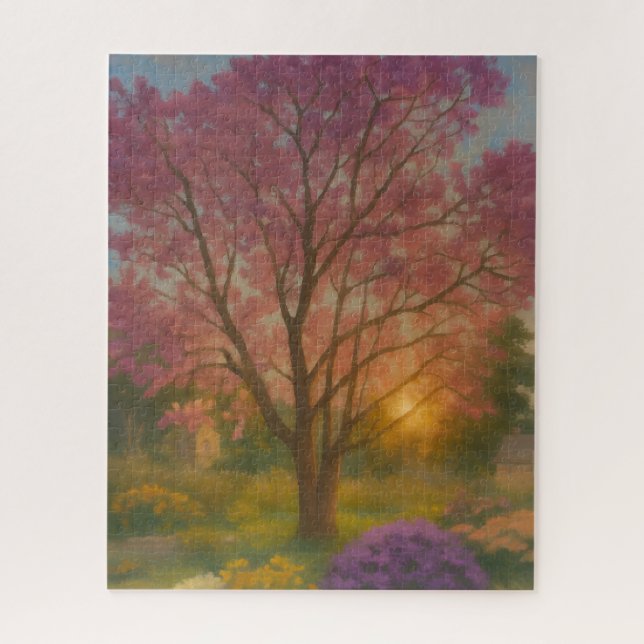 Puzzle Fleur d'or - Peinture de jardin couché de soleil (Vertical)
