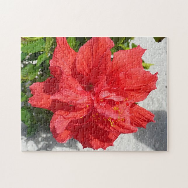 Puzzle Fleur double hibiscus rouge (Horizontal)