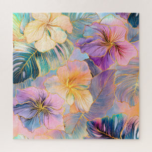 Puzzle Fleur Exotique Feuille en fleurs bleues