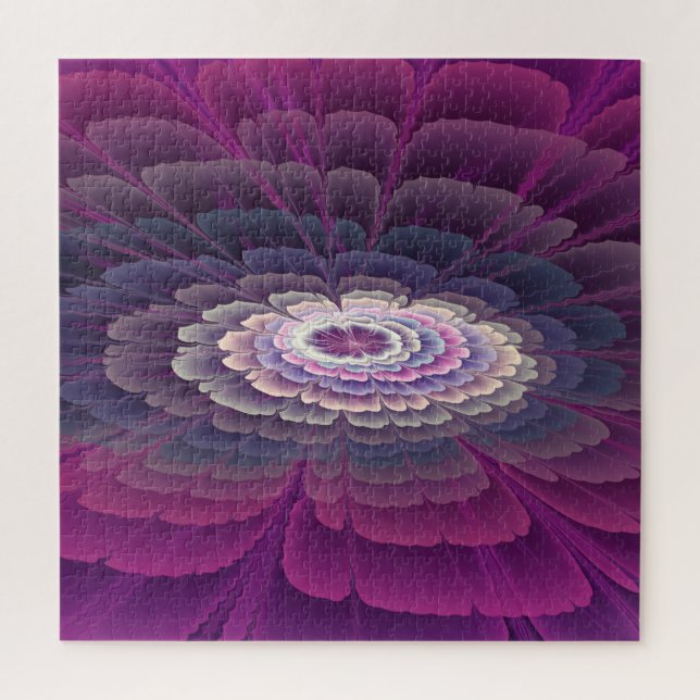 Puzzle Fleur frappante abstraite fractale couleur rose (Vertical)
