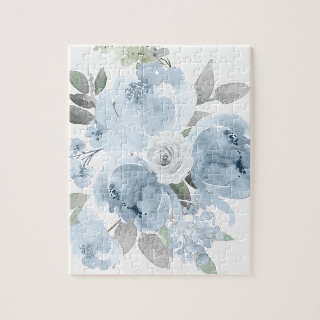 Puzzle Fleur Gift Dusty Blue Mariage Floral Bouquet (Vertical)