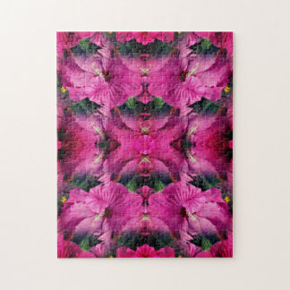 Puzzle Fleur Hibiscus rose Multiplié Abstrait