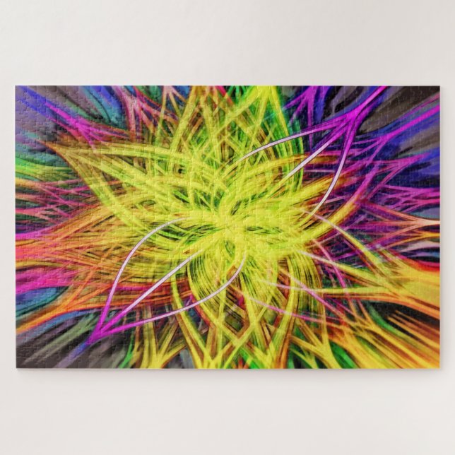 Puzzle Fleur Kaleidoscope Abstraite couleur arc-en-ciel (Horizontal)