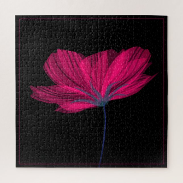 Puzzle Fleur noire et rose Classy Floral Art Challenging (Vertical)