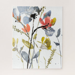 Puzzle Fleur recouverte - fleurs et tiges d'aquarelle