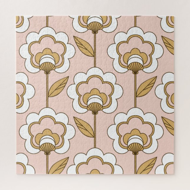 Puzzle Fleur rétro : motif vintage sans soudure. (Vertical)