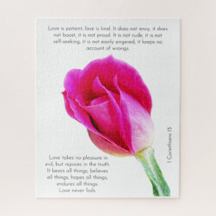Puzzle Fleur rose simple sur blanc, Corinthians Verse