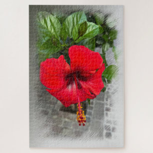 Puzzle Fleur rouge brillante