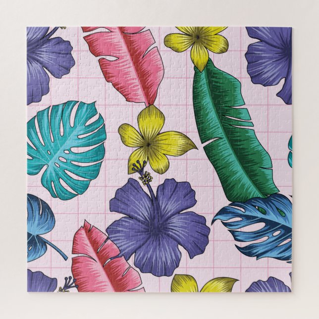 Puzzle Fleur tropicale : motif feuille sans soudure (Vertical)