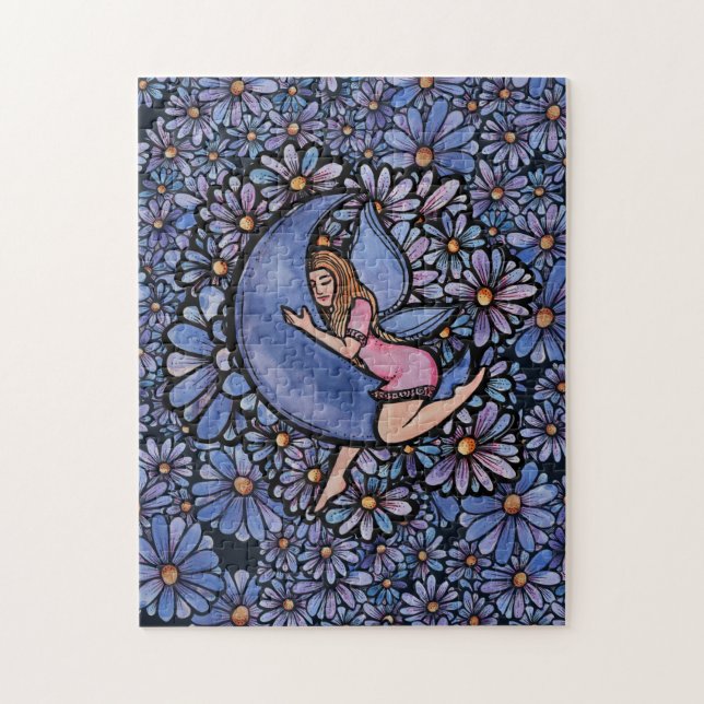 Puzzle Fleur violette Lune Fée (Vertical)