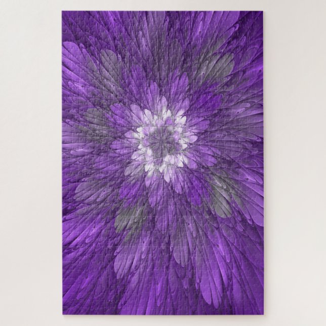 Puzzle Fleur Violette Psychedélique Art Fractal Abstrait (Vertical)