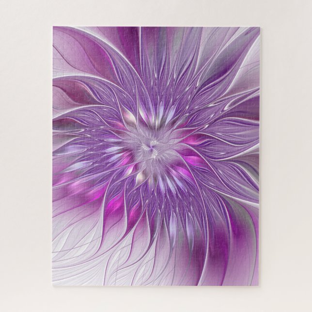 Puzzle Fleur violette rose Passion Abstrait Art fractal (Vertical)