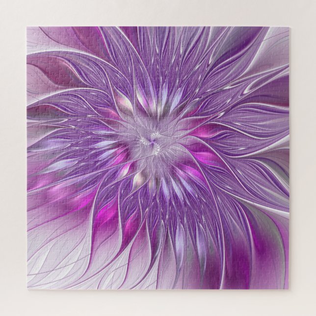 Puzzle Fleur violette rose Passion Abstrait Art fractal (Vertical)