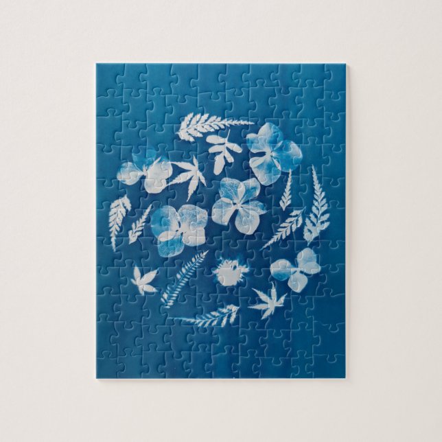Puzzle fleuri Cyanotype - Un air de printemps (Vertical)