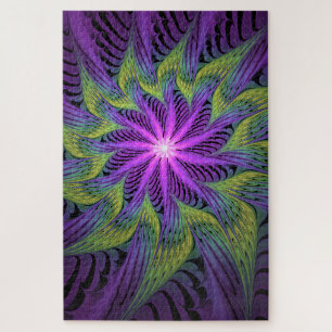 Puzzle Fleuron vert violet Art Abstrait fractal moderne