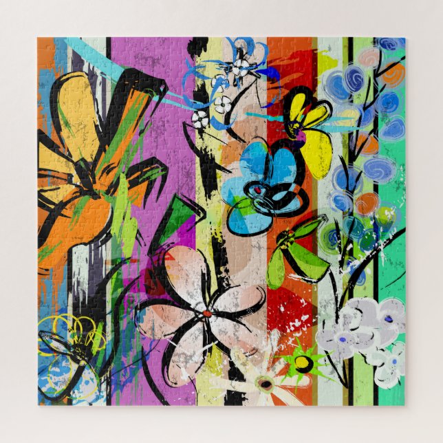 Puzzle Fleurs Abstraites, Composition des lignes géométri (Vertical)