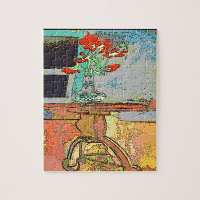 Puzzle Fleurs Abstraites sur table (Vertical)