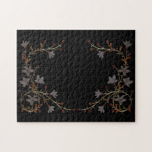Puzzle Fleurs Art Déco sur fond noir