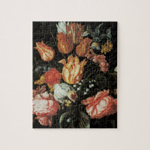 Puzzle Fleurs baroques vintages, tulipes et Roses dans Va