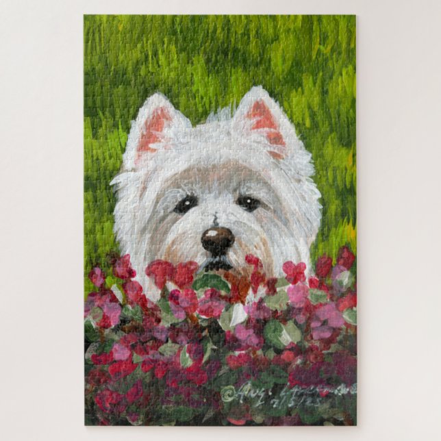 Puzzle Fleurs blanches et roses (Vertical)