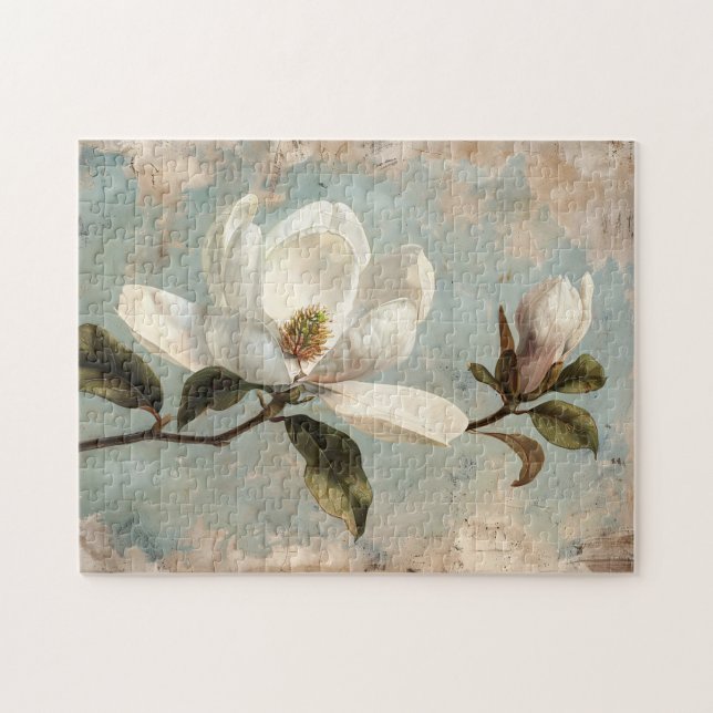 Puzzle Fleurs blanches Magnolia Vintages (Horizontal)