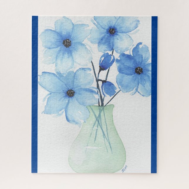 Puzzle Fleurs bleues dans un vase Cartes de notes (Vertical)