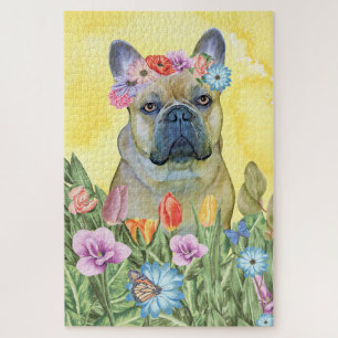 Puzzle Fleurs Bulldog françaises